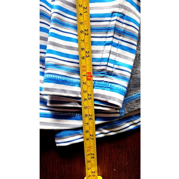 NEW NILS, Ski Shop, Blue/White Stripe 1/4 Zip collared shirt Activewear. Sz L - Picture 5 of 8